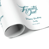 21st birthday add name date year blue template thi cadeaupapier (Rol Hoek)