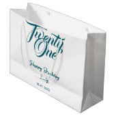 21st birthday add name date year blue template thi groot cadeauzakje (Voorkant Gekanteld)