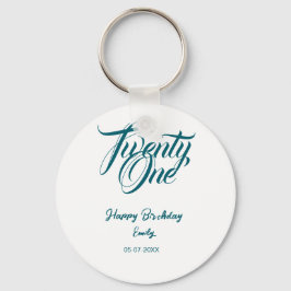 21st birthday add name date year blue template thi sleutelhanger
