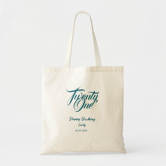21st birthday add name date year blue template thi tote bag (Voorkant)