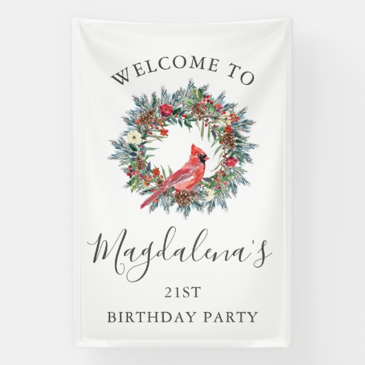 21st Birthday Banner Red Cardinal Custom Welcome (Verticaal)