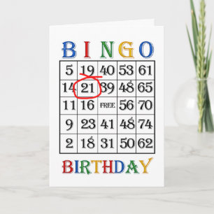 21st Birthday Bingo kaart