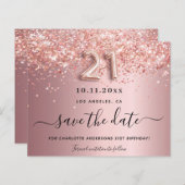 21st Birthday Blush Pink De datumkaart opslaan (Voorkant / Achterkant)