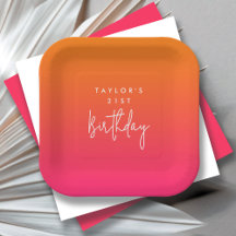 21st Birthday Bold Hot Pink and Orange Colorful