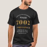 21st Birthday Born 2002 Ajouter Nom T-Shirt<br><div class="desc">Anniversaire personnalisé ajoutez votre nom et votre T-shirt année. Modifiez le nom et l'année avec le modèle fourni. Un magnifique T-shirt d'anniversaire sur mesure. Plus de cadeaux et de fournitures de fête disponibles avec le design "normes de fixation" dans le magasin.</div>