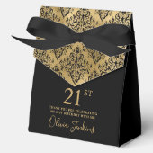 21st Birthday Gold Damask Thank You Bedankdoosjes (Voorkant)