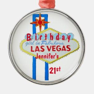 21st Birthday Las Vegas Pendant Metalen Ornament