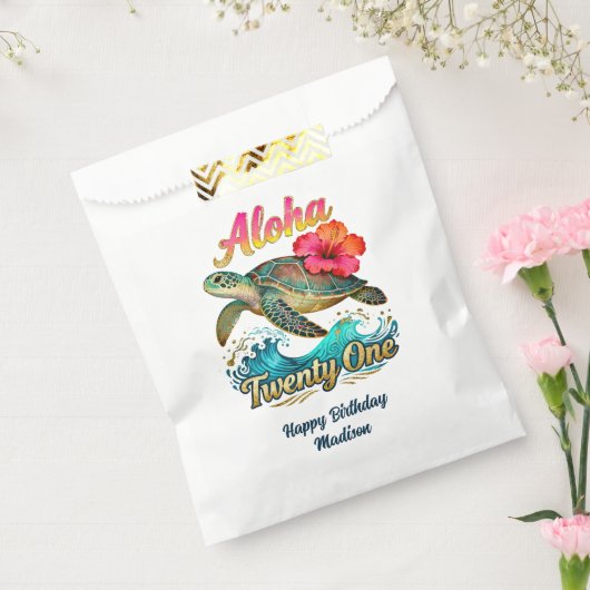 21st Birthday Personalized Tropical Sea Turtle Bedankzakje (Gezegeld)
