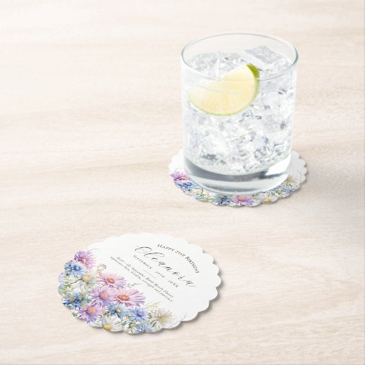 21st Birthday September Birth Flower Custom Kartonnen Onderzetters (Insitu)