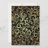 21ste Birthday Black en Gold Floral Pattern Kaart (Achterkant)