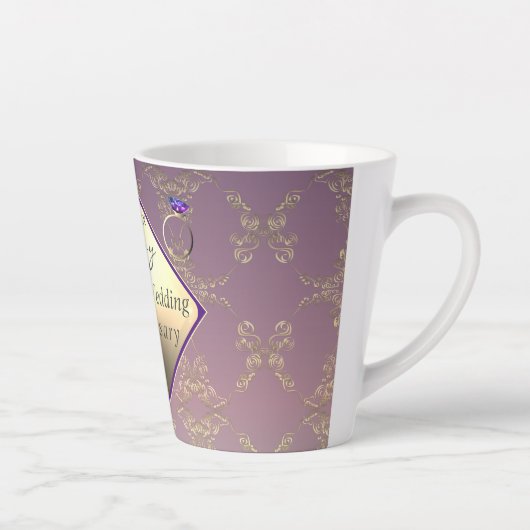 21ste bruiloft Jubileum 2Foto'sBrass en Iolite Latte Mok (Rechts)