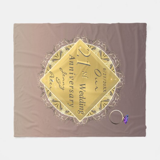 21ste bruiloft Jubileum Brass en Iolite Fleece (Voorkant (Horizontaal))