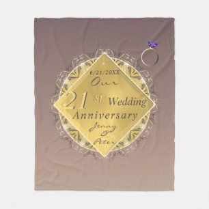 21ste bruiloft Jubileum Brass en Iolite Fleece Deken