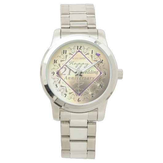 21ste bruiloft Jubileum Brass Watch Horloge (Voorkant)