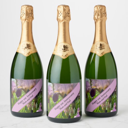 21ste bruiloft Jubileum Sparkling Wijnetiket (Flessen)