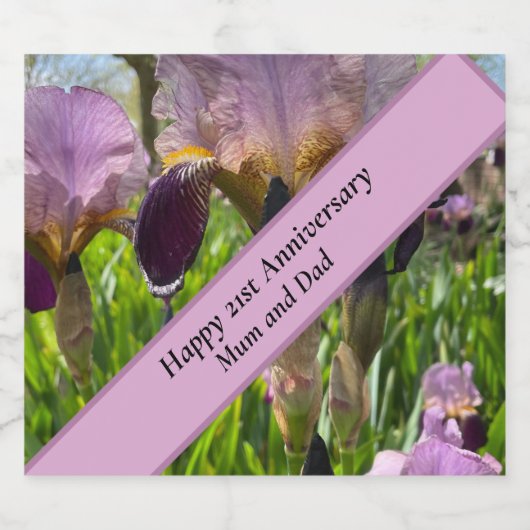 21ste bruiloft Jubileum Sparkling Wijnetiket (Enkel label)