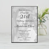 21ste Classy Monogram zwart-wit foto Birthday Kaart (Staand voorkant)