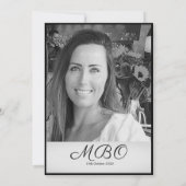 21ste Classy Monogram zwart-wit foto Birthday Kaart (Achterkant)