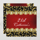 21ste elegant zwart rood goud kaart (Voorkant / Achterkant)