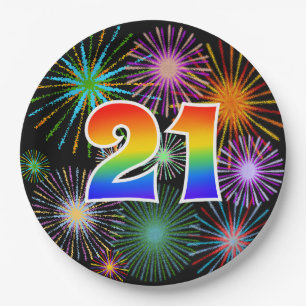 21ste evenement - Leuk, kleurrijk, vet, regenboog Papieren Bordje