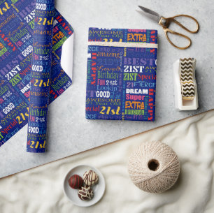 21ste gepersonaliseerd monogram van de Fun-partij Cadeaupapier