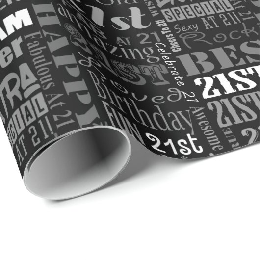 21ste gepersonaliseerd monogram van de Fun-partij  Cadeaupapier (Rol Hoek)