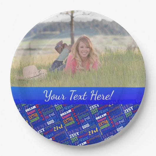 21ste gepersonaliseerd monogram van de Fun-partij Papieren Bordje (Voorkant)