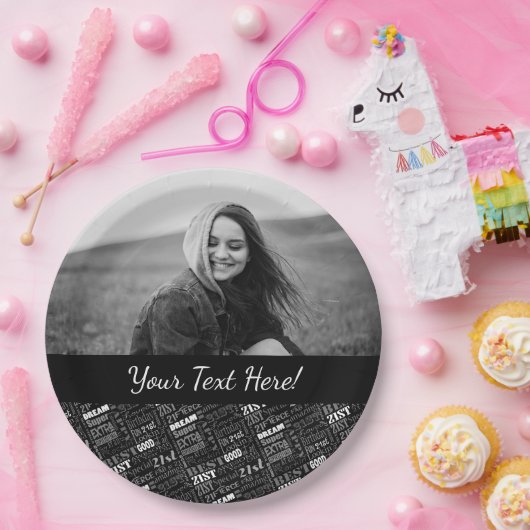 21ste gepersonaliseerd monogram van de Fun-partij Papieren Bordje (Feest)