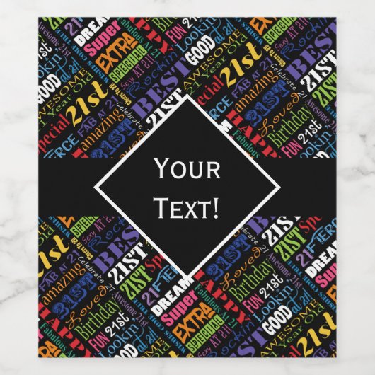 21ste gepersonaliseerd monogram van de Fun-partij  Wijn Etiket (Enkel label)