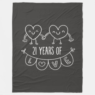 21ste Jubileum Gift Chalk Hearts Fleece Deken