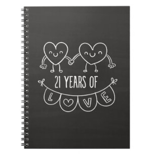 21ste Jubileum Gift Chalk Hearts Notitieboek