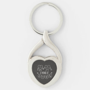 21ste Jubileum Gift Chalk Hearts Sleutelhanger