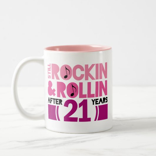 21ste Jubileum weddenschap Gift Tweekleurige Koffiemok (Links)