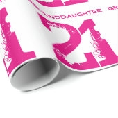 21ste kleindochter van Birthday, roze tekst op wit Cadeaupapier (Rol Hoek)