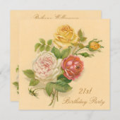 21ste  Rozen van de Birthday Party Kaart (Voorkant / Achterkant)