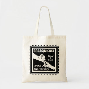 21ste trouwdag messing nikkel traditioneel tote bag
