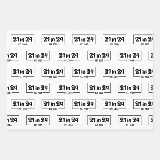21ste verjaardag 21 in 24 Est 2003 Verjaardag Inpakpapier Vel (Voorkant)