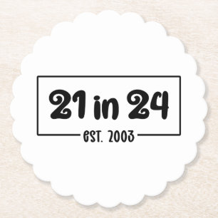 21ste verjaardag 21 in 24 Est 2003 Verjaardag Kartonnen Onderzetters