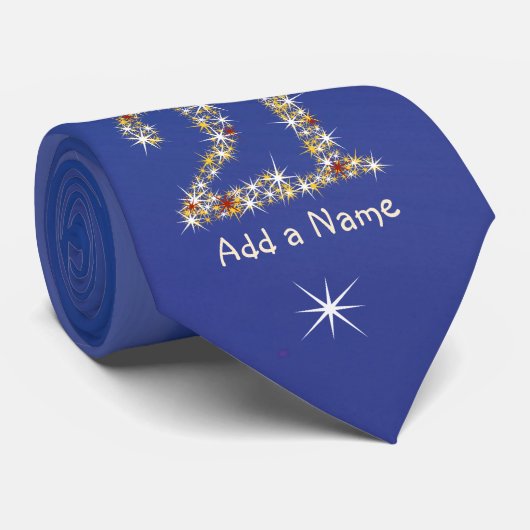21ste verjaardag - 21 in sterren - blauw stropdas (Opgerold)