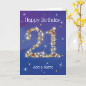 21ste verjaardag - 21 jaar in Star-getallen - blau Kaart (Gele Bloem)