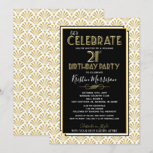 21ste verjaardag Art Deco Gatsby Roaring 1920 Kaart