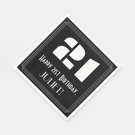 21ste verjaardag: Art Deco Geïnspireerde look "21" Servet (Hoek)