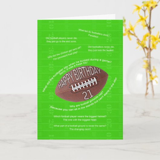 21ste verjaardag, echt slechte football grappen kaart (Gele Bloem)