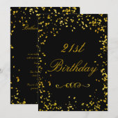 21ste verjaardag Glamoureus Gold Confetti Kaart (Voorkant / Achterkant)