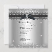 21ste verjaardag Glitter Silver Grey Kaart (Achterkant)