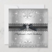 21ste verjaardag Glitter Silver Grey Kaart (Voorkant)