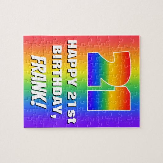 21ste verjaardag: kleurrijk, vun regenboogpatroon  legpuzzel (Horizontaal)