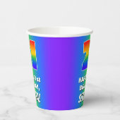 21ste verjaardag: kleurrijk, vun regenboogpatroon papieren bekers (Links)