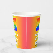 21ste verjaardag: kleurrijk, vun regenboogpatroon papieren bekers (Rechts)
