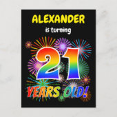 21ste verjaardag - Leuk vuurwerk, Rainbow Look "21 Briefkaart (Voorkant)